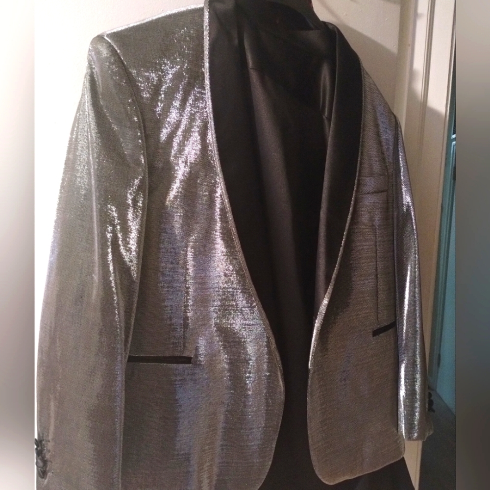 Jazzy Grey Blue Martini Sequin Suit Jacket